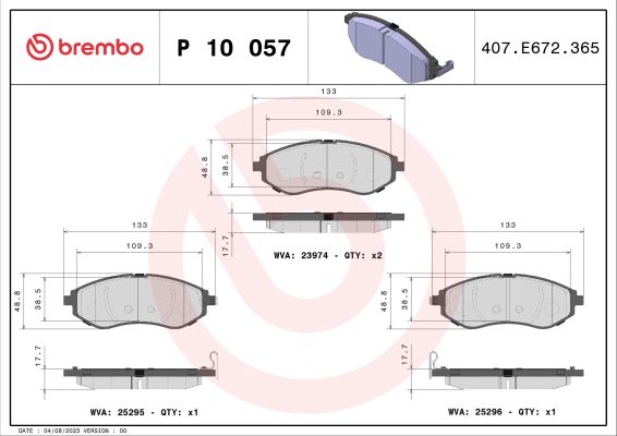 A.B.S. P 10 057 BREMBO Bremsbelagsatz, Scheibenbremse